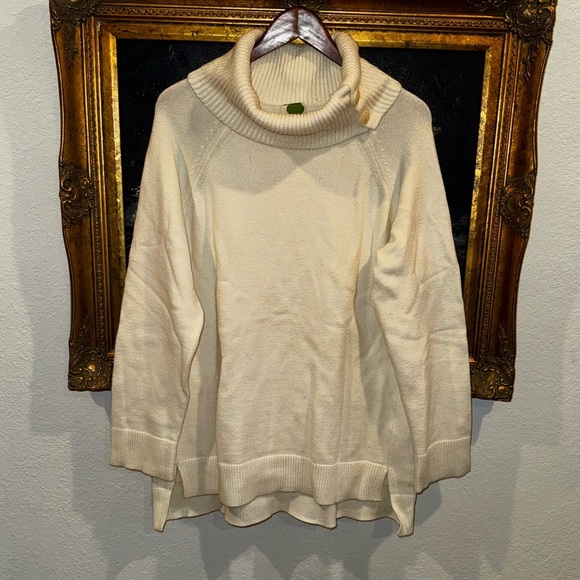 Anthropologie Sweaters - Anthropologie Cream Turtleneck Oversized Cozy Sweater with Buttons Size Large